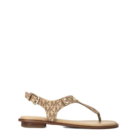 michael michael kors logo plate leather thong sandal|michael kors low heel sandals.